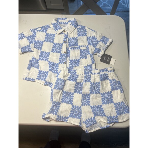 Grayson Threads Kids Girls Size M(8) Top & Shorts White And Blue 2 PC Set - Picture 1 of 9